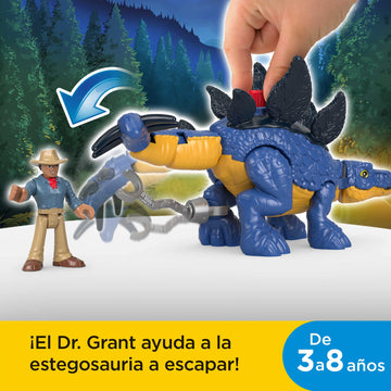 Fisher-Price Imaginext Jurassic World Dinosaur Toy Stegosaurus & Dr. Alan Grant Figure Set for Pretend Play Preschool Kids Ages 3+ Years