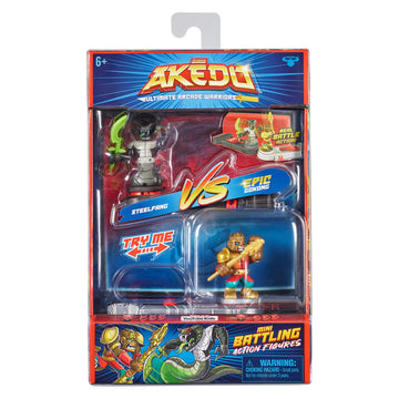 Akedo - Ultimate Arcade Warriors Versus Pack Mini Battling Action Figures For Ages 6+ - Ready, Fight, Split Strike - Epic GOKONG VS