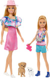 Barbie & Stacie Doll Set with 2 Pet Dogs & Accessories, Dolls with Blonde Hair & Blue Eyes, Summer Clothes
