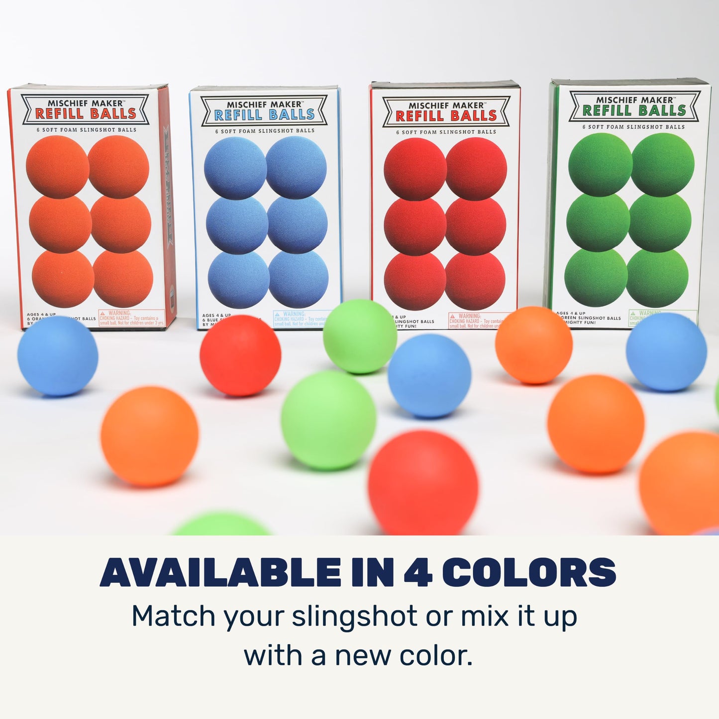 Mighty Fun! Mischief Maker® Toy Slingshot Foam Balls Refill Pack - Made from EVA Foam - Colorful Soft Foam Balls for Sling Shot Toys - Boys and Girls