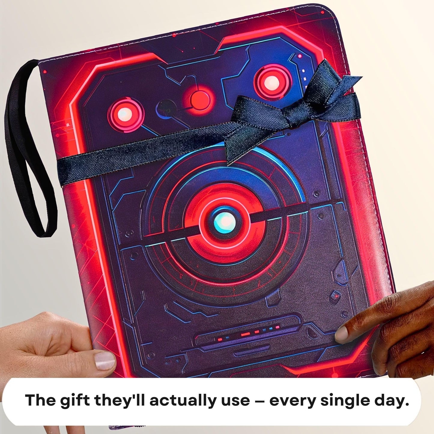 BindaBlu 3D Relief Card Binder 900 Pockets | Embossed TCG Binder 9-Pocket with Zipper | Premium PU Leather Trading Card Album for MTG, Baseball