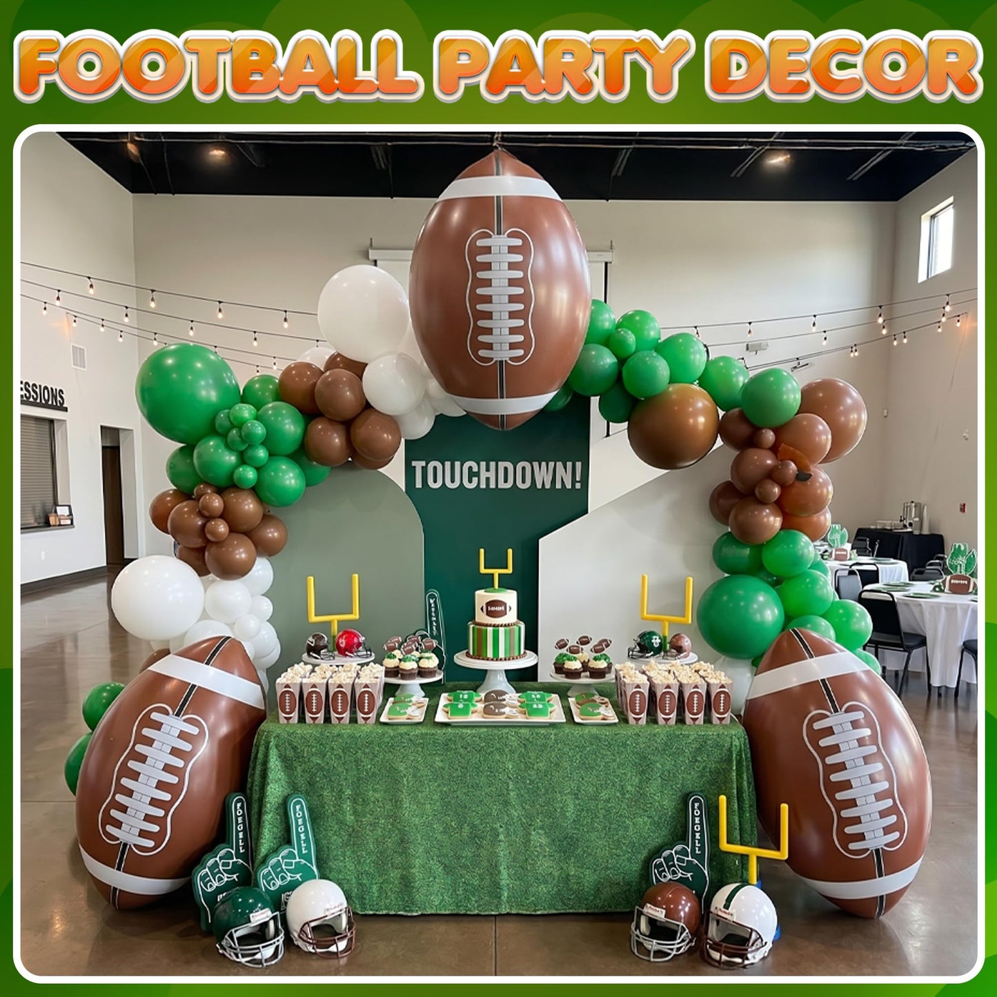 24-Inch Giant Inflatable Footballs - Blow Up Ball Party Decoration - 3 Pack