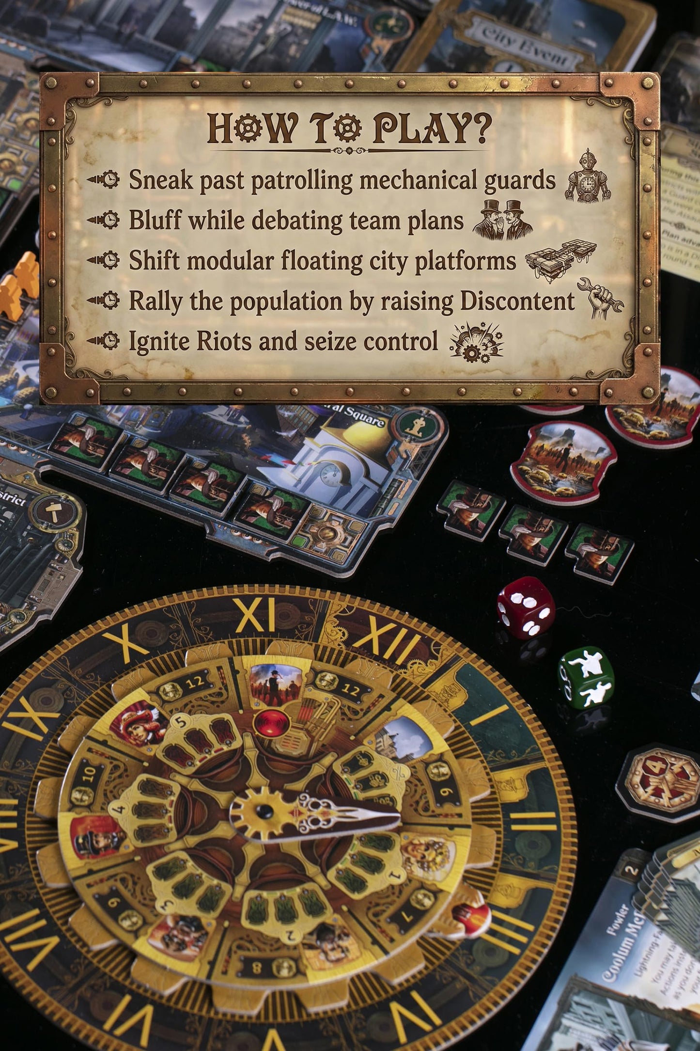 CrowD Games | City of The Great Machine Board Game | 1-4 Players | Ages 14 and up | Steampunk | One-vs-Many | Hidden Movement | Cooperative Board