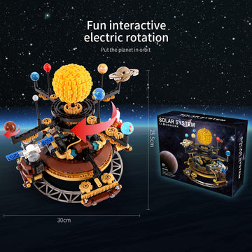 Solar System Orrery Building Set - Rotatable Planet Toys with 9 Planets & Rocket Sets, Compatible with Lego Space - Educational STEM Projects Science