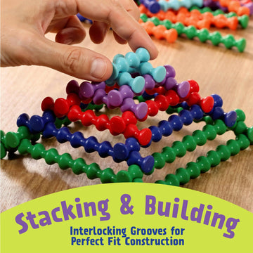 POPULAR PLAYTHINGS Playstix, Building Sticks Kit for Kids, Construction Stem Building Toy Gift for Boys & Girls - Master Set 141 Piece