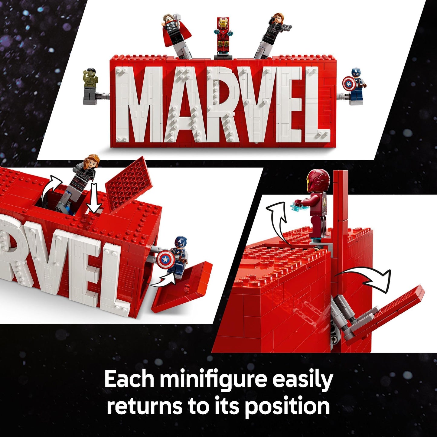 LEGO Marvel: Marvel Logo & Minifigures Building Toy - Marvel Collectible Set for Kids, Boys and Girls, Ages 12+ - Model Kit with 5 Minifigures - Gift