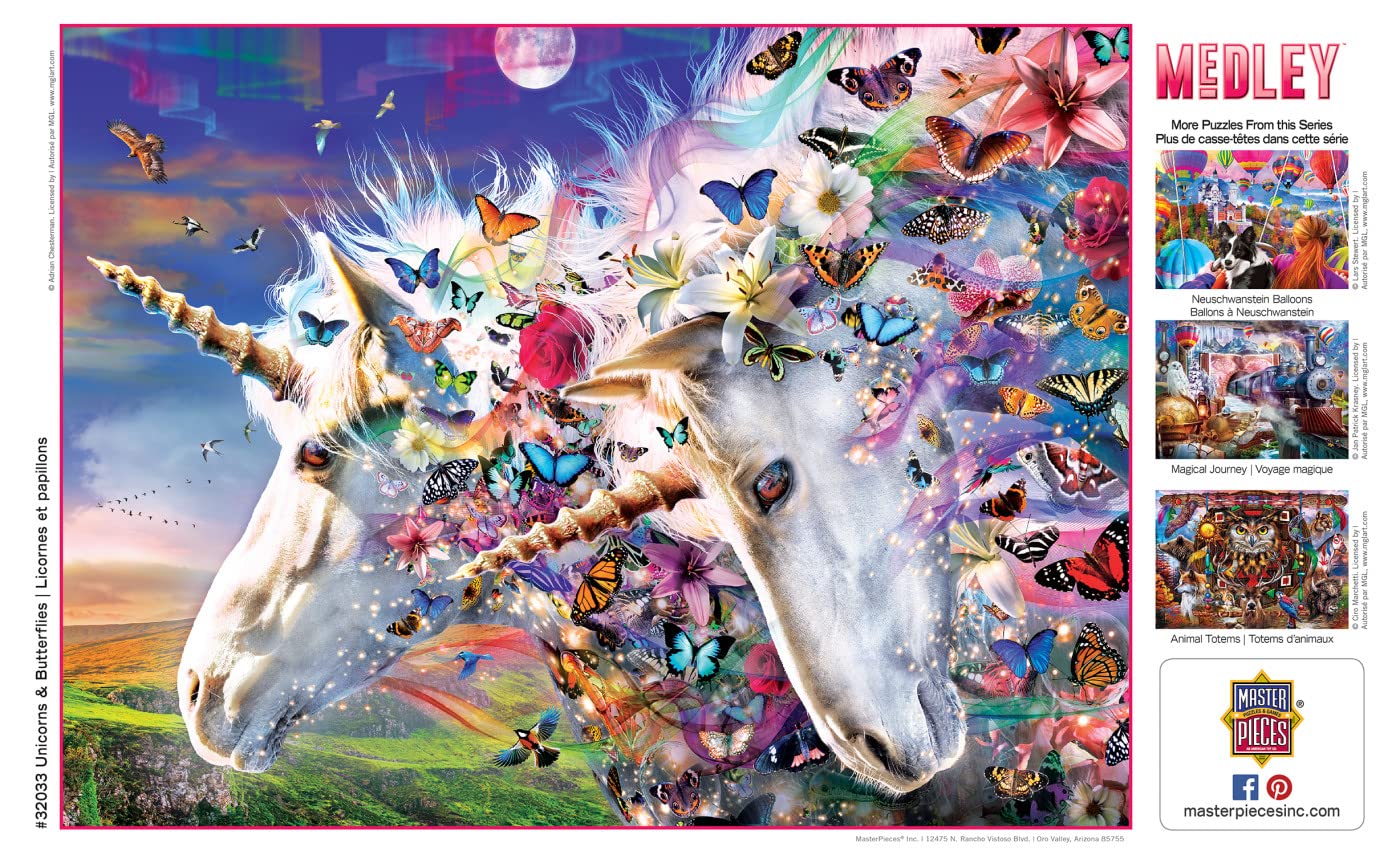 Masterpieces 300 Piece EZ Grip Jigsaw Puzzle - Unicorns & Butterflies - 18"x24"