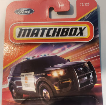 Matchbox Ford Police Interceptor Utility, Black & White, 1:64 Scale Diecast Car, 75/125
