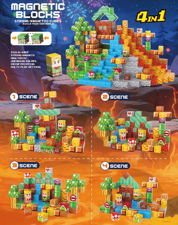 FGFXL Magnetic Blocks, 120-Piece 0.8in Building Magnet Adventure Game Set, Stacking Building Blocks Cubes Magnets for Kids, STEM Sensory Creative Toys