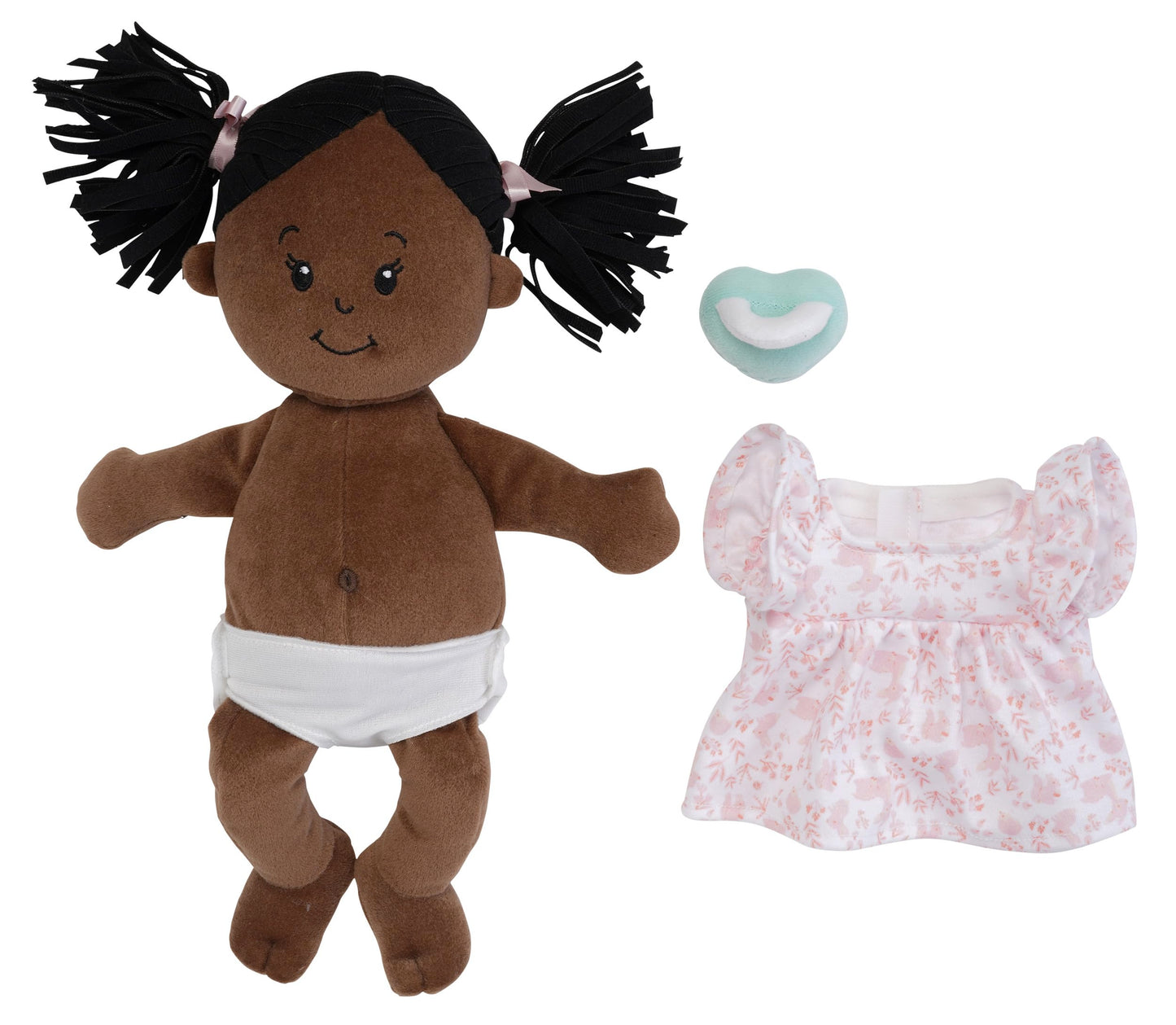 Manhattan Toy Love, Stella Soft Baby Doll, Brown with Black Pigtails