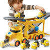 Vroomix JOVA Extra Large Toy Trucks for Toddlers, 3-Layer Construction Trucks for Boys, 7-in-1 Big Carrier Truck with Siren & Lights and 6 Toy Cars