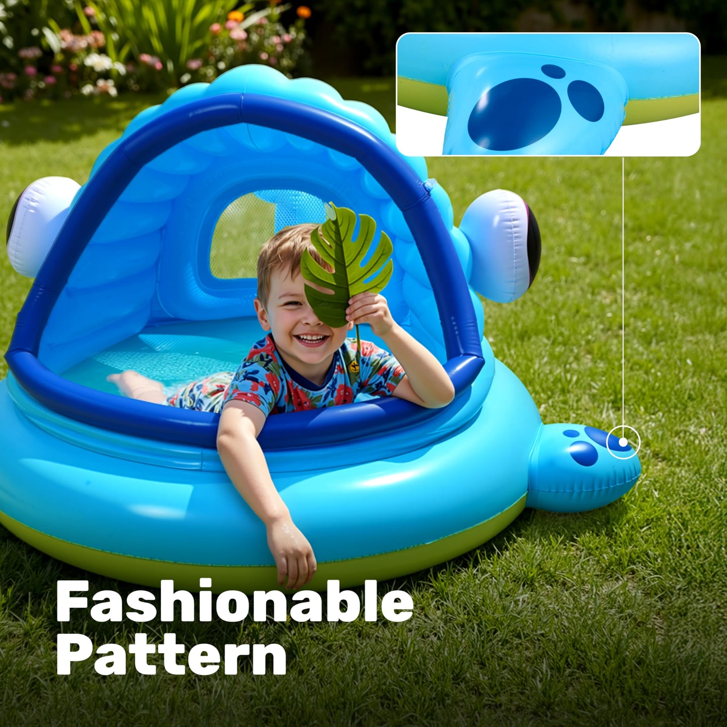 JOYIN Inflatable Shade Kiddie Pool,Whale Baby Pool Tent, Infant Swimming Pool for Kids (54" x 56" x 28"),Blow Up Toddler Pool for Swim Party Toys