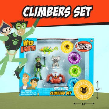 Wild Kratts Climbers Action Figure Collectible Figures & Discs (8pc) Includes 4 Creature Power Discs +4 Animals- Officially Licensed Toys