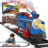 Electric Toy Train Set for Kids w/Smoke, Lights & Sound, Train Toys w/Locomotive, 12 Tracks Accessories, 3 Passenger Carriages, Toddler Model Trains