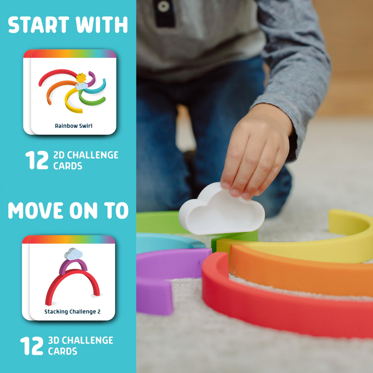 Chuckle & Roar - Rainbow Stacker - Tactile Learning - Stacking Toy - Preschool Fun - Silicone Toy