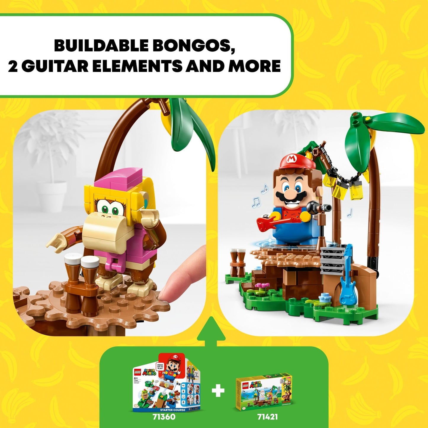LEGO Super Mario Dixie Kong’s Jungle Jam Expansion Set 71421, Super Mario Gift Set for Boys and Girls Ages 7-9, Buildable Toy Game Featuring 2 Brick