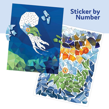 Sticker by Number Book Set for All Ages, Sticker Mosaics for Fun and Relaxation, Sticker Books for Adults with Tear-Out Pages Featuring Animals, Ocean