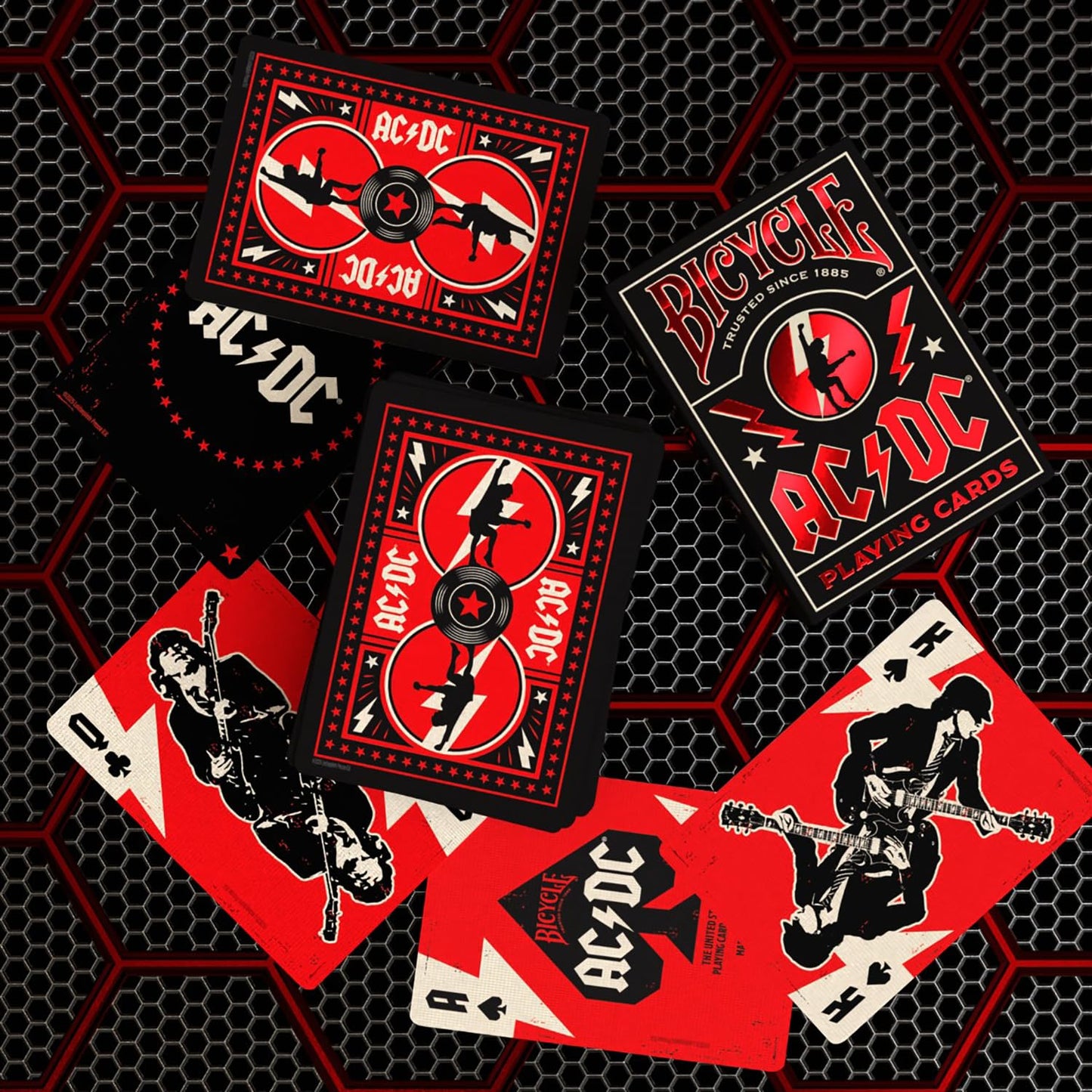 Bicycle ACDC Playing Cards, Features Iconic ACDC Song Titles and Band Designs, Red and Black, 1 Deck