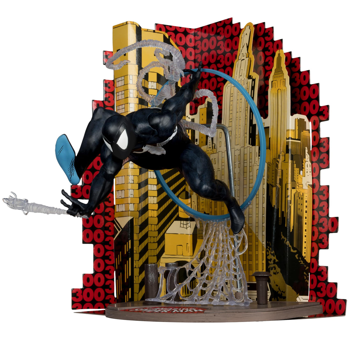 McFarlane Toys Marvel Spider-Man (Symbiote Suit) 1:6th Scale Collectible with Scene & Comic (Based on The Amazing Spider-Man #300)