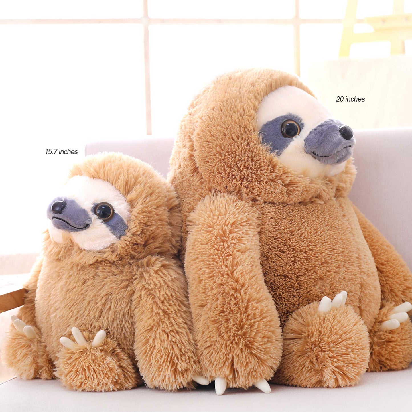 Winsterch Large 20-Inch Brown Sloth Plush Stuffed Animal Toy