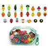 Wigglitz Foodz 25 Pack with Storage Pouch - 25 Collectible Wiggly Fidget Toys - Award-Winning, Plant-Based, Made in USA - Foodz Series Characters for