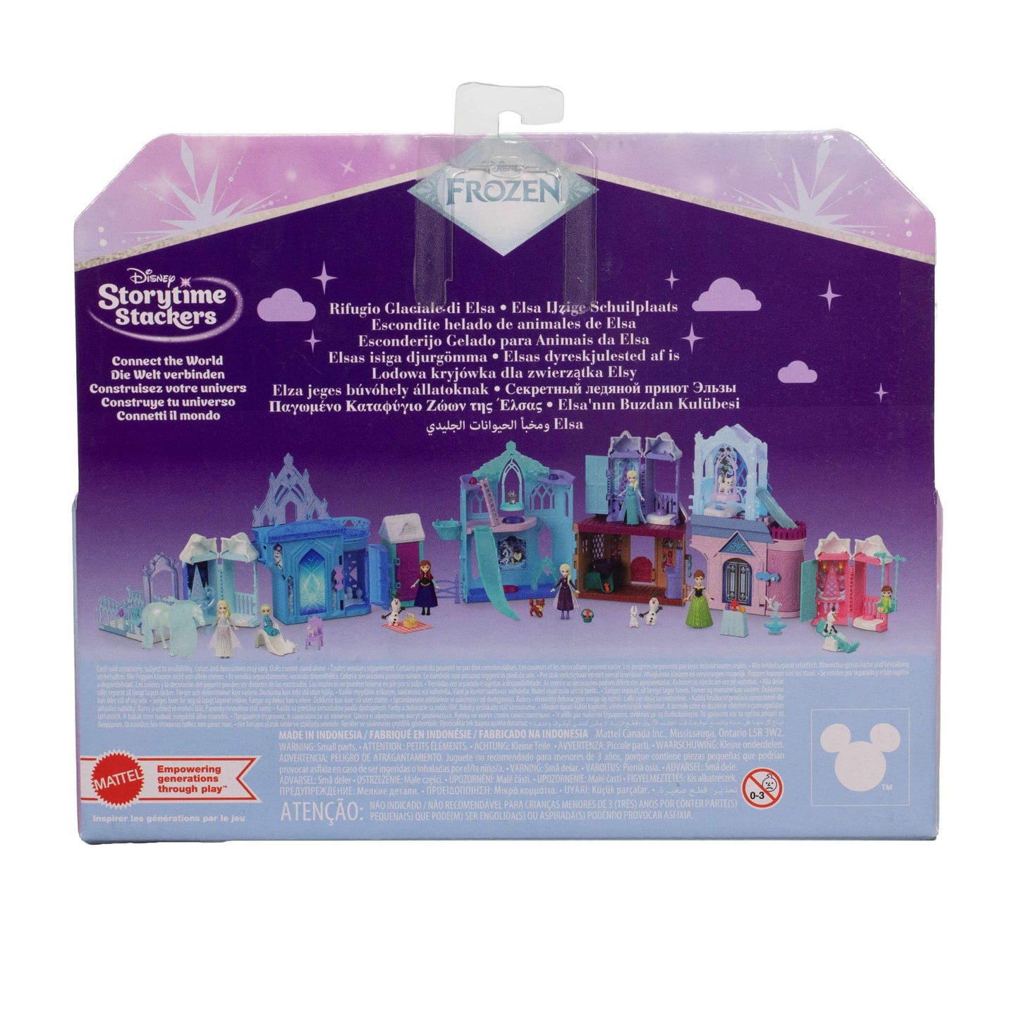 Mattel Disney Frozen Elsa Small Doll & Winter Animal Playset with Fox and Bird Figures, Slide & Accessories, Storytime Stackers ICY Animal Hideaway
