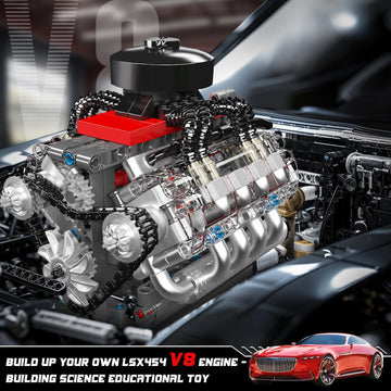 Mould King 10171 V8 Engine Model Kit, Mini V8 Engine Kits that Runs, Build Your Own Car Model Engine with Motor, Collectible Building Blocks