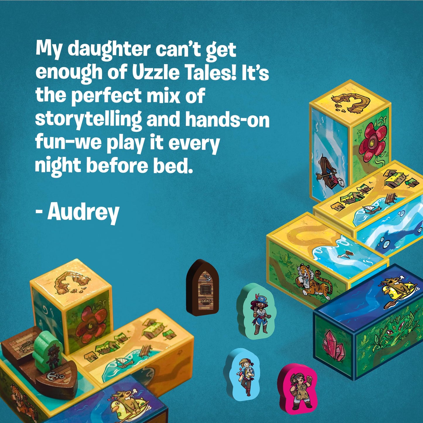 Uzzle Tales: Coral Cove - Interactive Storybook Puzzle, 2-in-1 Fun Family Story Block Game - Ages 7+ - STEM Learning Story Cards and Story Blocks