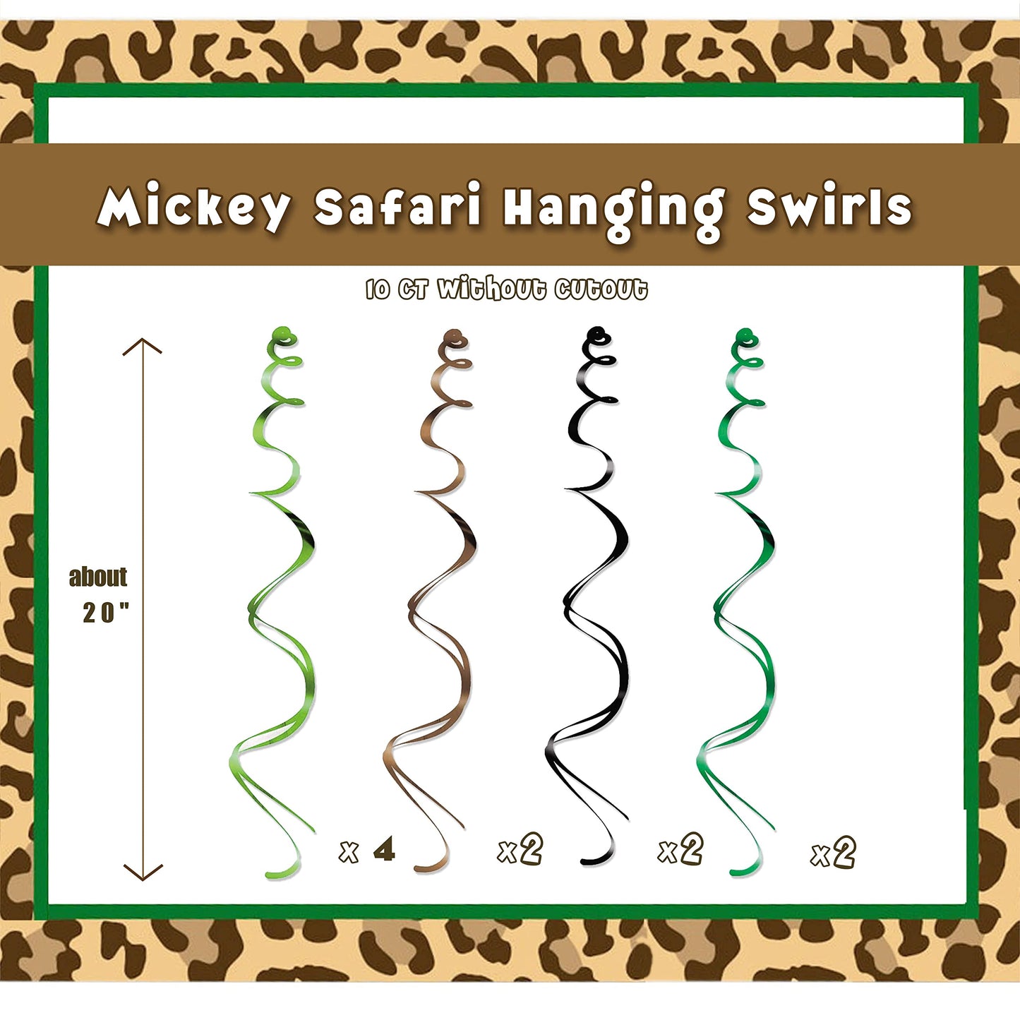 Mouse Safari Happy Birthday Decorations Hanging Swirls, Let's Go Wild Jungle Safari Wild One Birthday Party Supplies (24 CT)