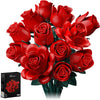 Red Roses Flower Bouquet Building Set, Artificial Flowers Botanical Collection Kit for Adults Women & Men - Gift for Mothers Day, Home Room Office