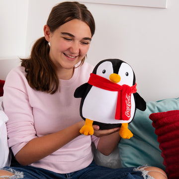 Coca-Cola 9" Penguin with Scarf Snowball Plushies, Soft, Squishy Stuffed Animal, Great Gift for Boy, Girl, Kids & Toddlers for Christmas & Birthdays