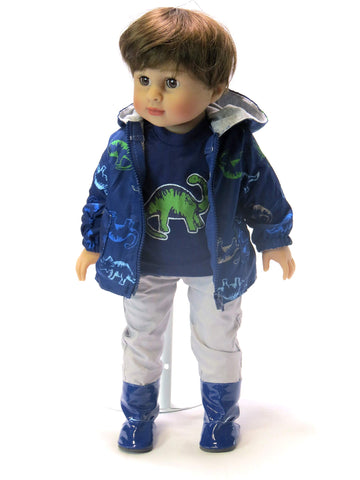 American Fashion World Dinosaur Raincoat Set for 18-Inch Dolls | Premium Quality & Trendy Design | Dolls Clothes | Outfit Fashions for Dolls