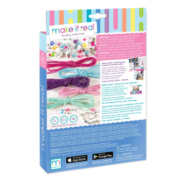 Make It Real: Rainbow Bling Bracelets Kit - Create 5 Unique Cord Charm Bracelets, 82 Pieces, Includes Play Tray, All-in-One, DIY Kit, Tweens & Girls