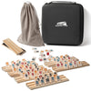 AEEMISEI 6-8 Players Rummy Cube Game with 8 Wooden Card Stands, 214 Colorful Rummy Cards, Exquisite Portable Box and Velvet Bag, Suitable for Family