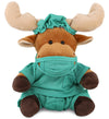 DolliBu Moose Doctor Plush Toy - Super Soft Moose Doctor Stuffed Animal Dress Up with Cute Uniform and Cap Outfit - Fluffy Toy Plush Gift for Doctor
