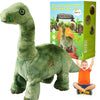 HCdoujoy Green Dinosaur Toys for Girls Walking Nodding, Roaring, Repeating What You Say, Touch & Button Control Eyes Turn Red Realistic Pet, Toy Gift