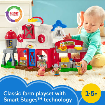 Fisher-Price Little People Caring for Animals Farm Electronic Interactive playset with Smart Stages Learning Songs for Toddlers Ages 1 and up (Amazon