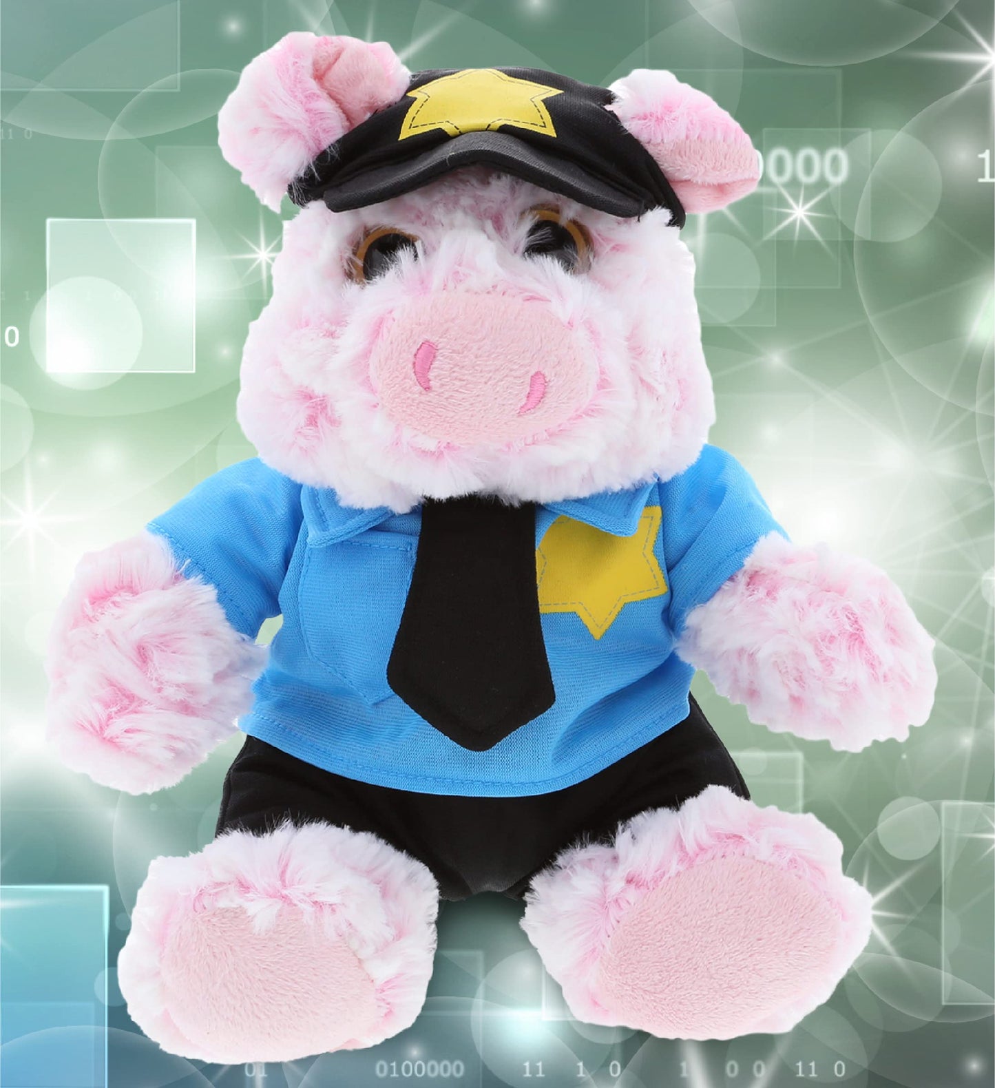 DolliBu Pig Police Officer Plush Toy - Super Soft Sitting Pig Cop Stuffed Animal Dress Up with Cute Cop Uniform & Cap Outfit Gift for Law Enforcement