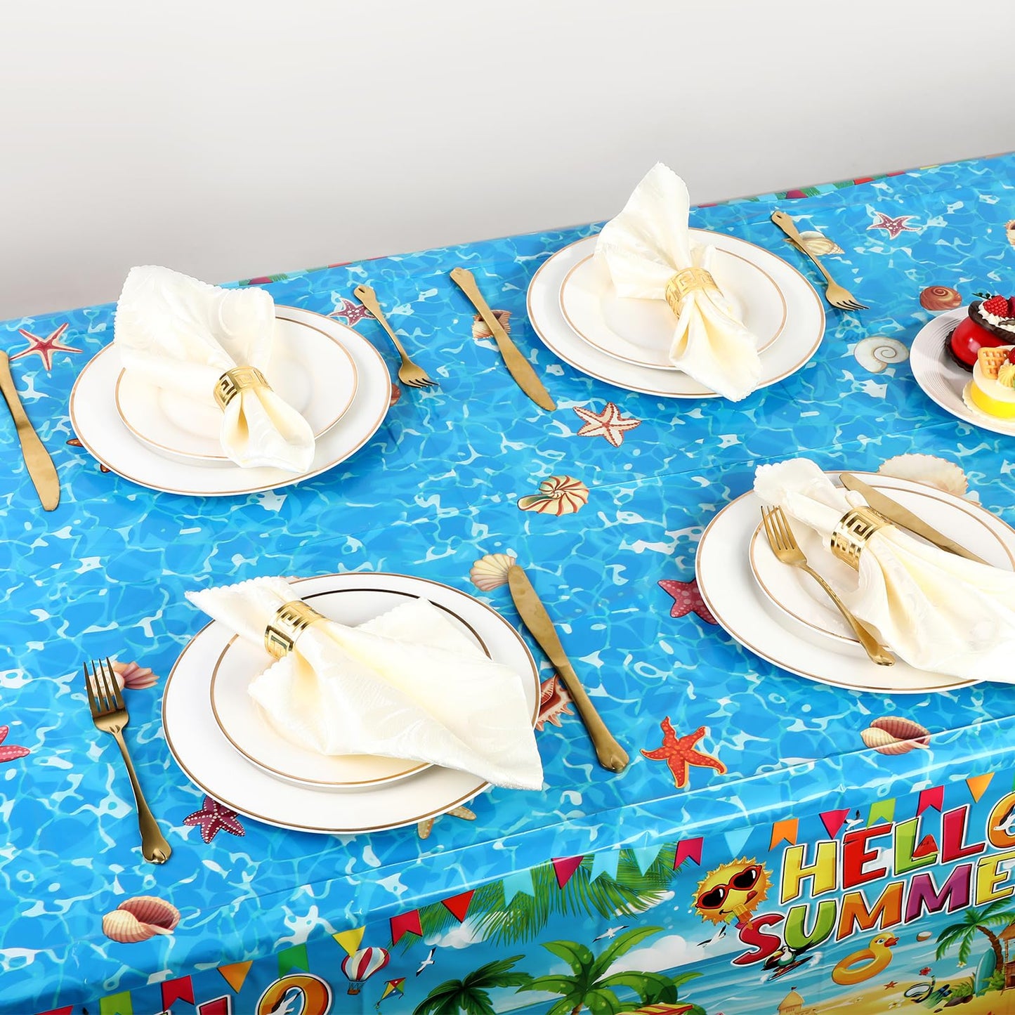 Tatuo 3 Pack Summer Beach Plastic Tablecloth Beach Theme Party Hawaiian Tropical Table Covers Decoration Disposable Rectangular Tablecloth for Luau