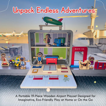 Jack Rabbit Creations Airport Suitcase Set - 19 Pc Toy - Ages 3+
