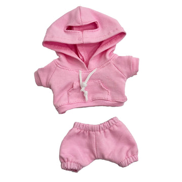 17cm Dolls Clothes Outfit Set for Doll - Casual Style Hoodies Clothing Set for Doll Dress Up, Pink Set