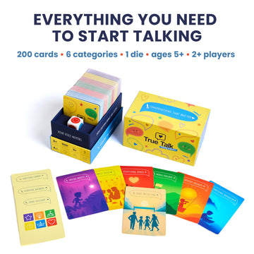 True Talk Family Edition Conversation Starter Card Game, 200 Conversation Cards for Kids and Families, Screen Free Family Game for Dinner, Game Night