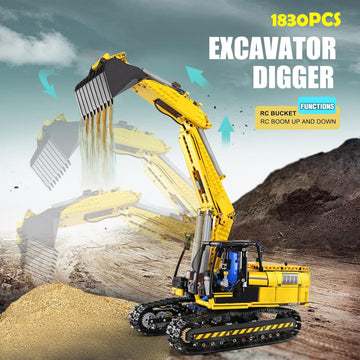 Mould King 13112 RC Excavator Building Set, 1830 Pieces Building Blocks APP Remote Control Truck Construction Vehicles Model with Motor, STEM