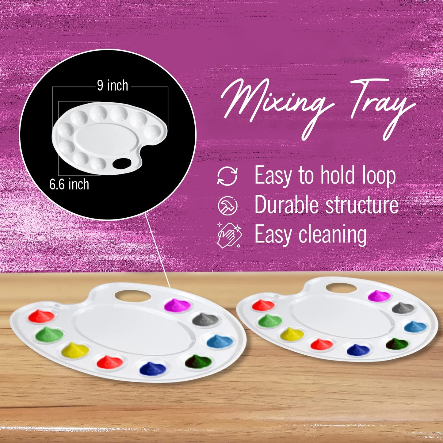 Kids Painting Set, Washable Paint for Kids 6 Colors, 7 Paintbrushes, Paint Palette, Non-Toxic Toddler Painting Set 2 oz Each, Tempera Paints for Art