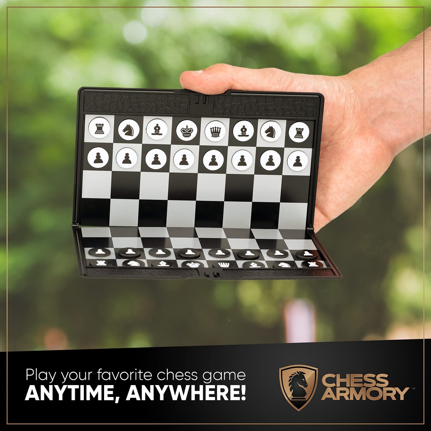 Chess Armory Pocket Chess Set - Portable Mini Chess Set for Adults and Youth - Mini Chess Board to Take Anywhere for an Unforgettable, Mind-Sharpening