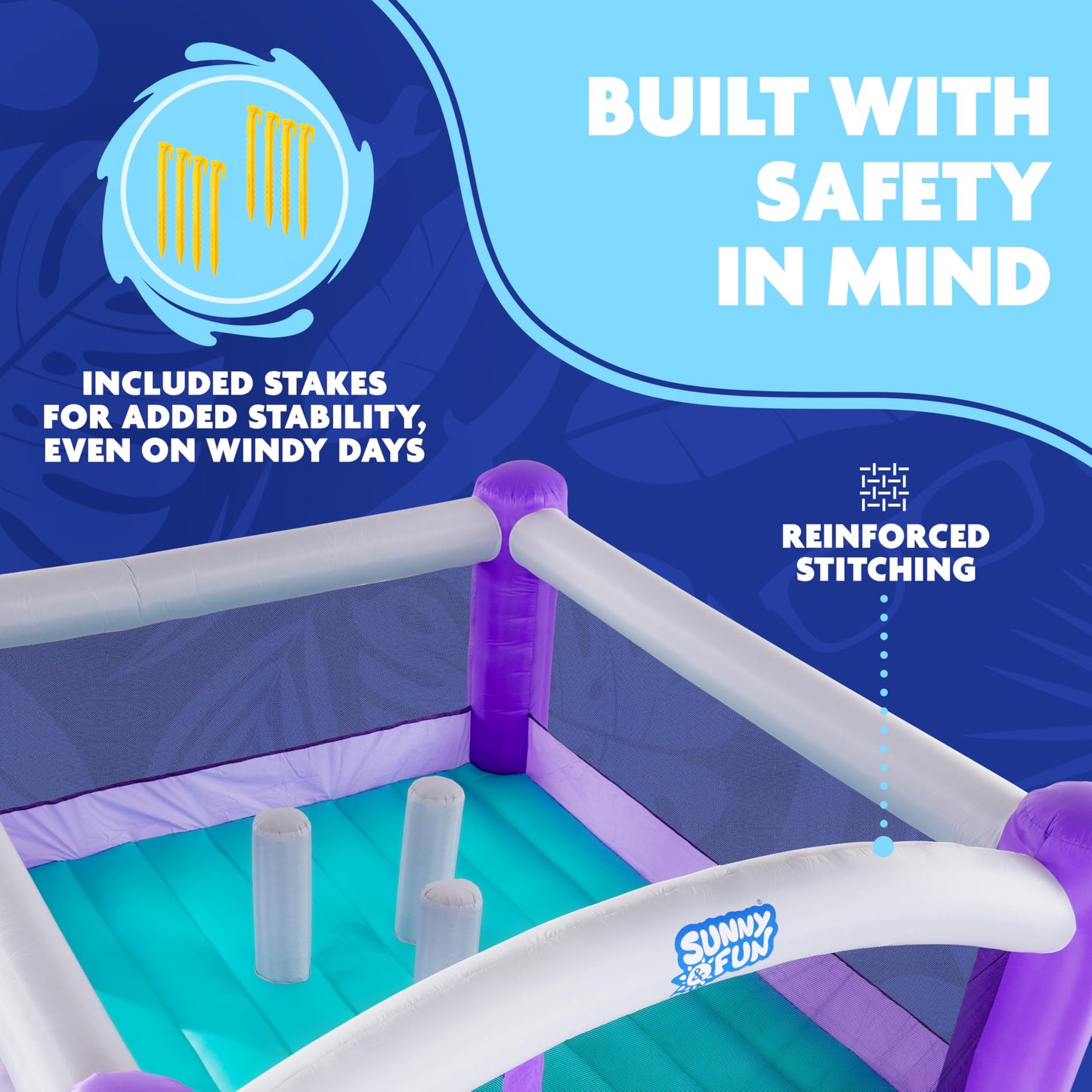 Sunny & Fun Inflatable Bounce House with Slide & Bouncy Posts