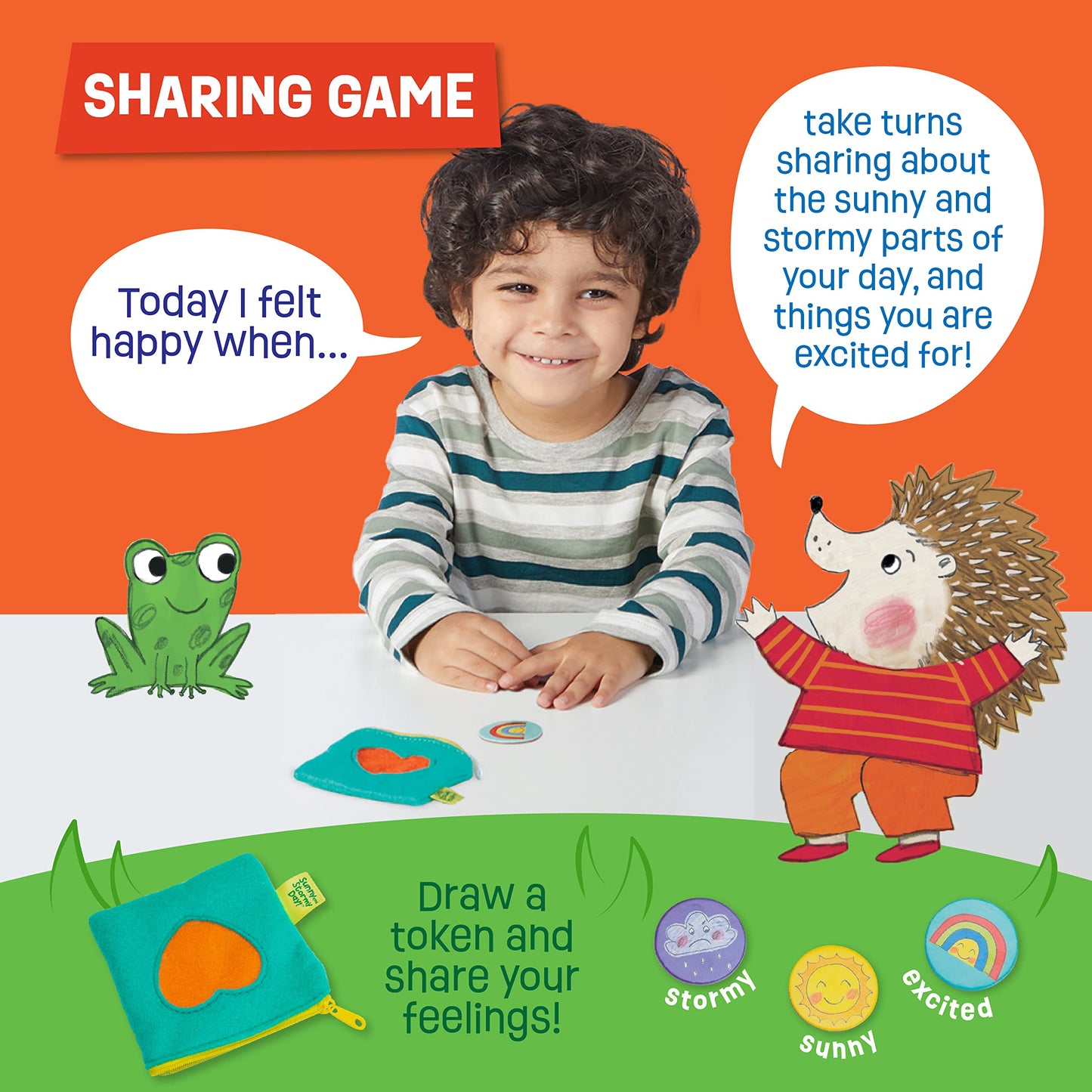 Peaceable Kingdom Sunny and Stormy Day Book and Game, Cooperative Sharing and Emotional Learning Activity, Social Skills Board Game for Kids Ages 3