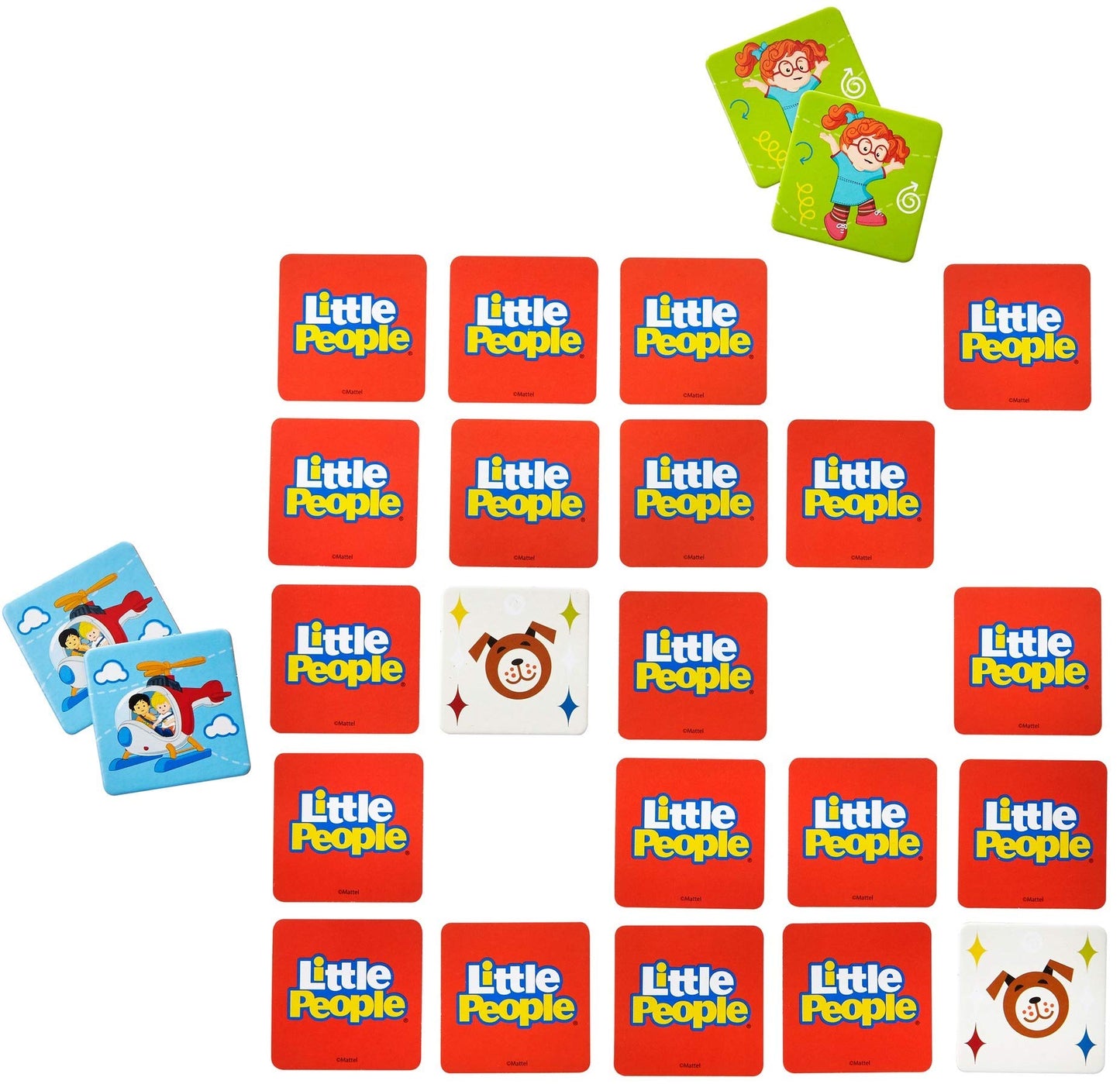 Mattel Games Make-A-Match Card Game with Fisher-Price Little People Theme, Multi-Level Rummy Style Play, Match Colors, Pictures & Shapes, 56 Cards