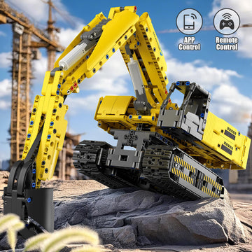 Mould King RC Excavator Building Sets, 15061 Construction Engineering Model Kits with APP Remote Control Building Kits, MOC Construction Vehicles Sets