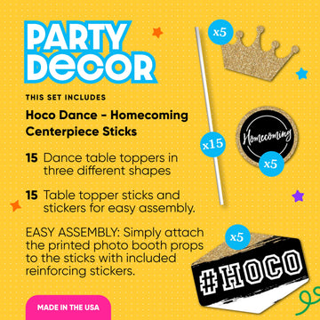 Big Dot of Happiness Hoco Dance - Homecoming Centerpiece Sticks - Table Toppers - Set of 15